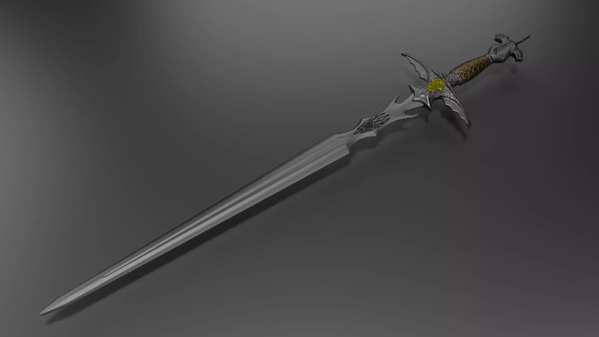 Dragon Sword Low-poly 3D model_0