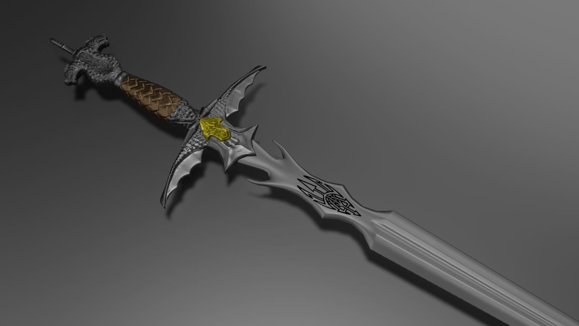 Dragon Sword Low-poly 3D model_1