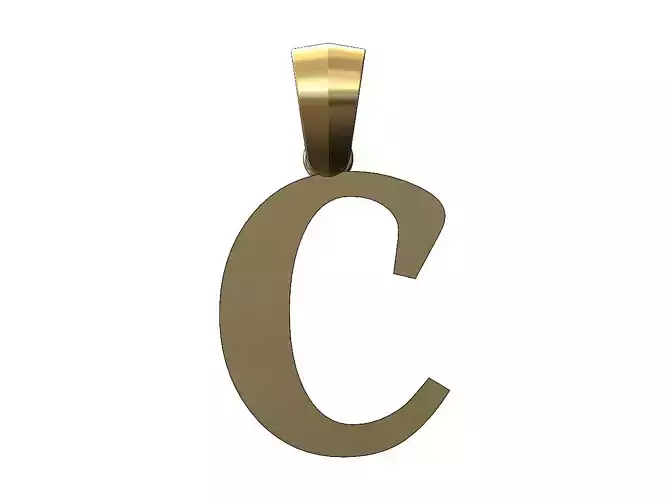 C initial letter pendant charm with bail