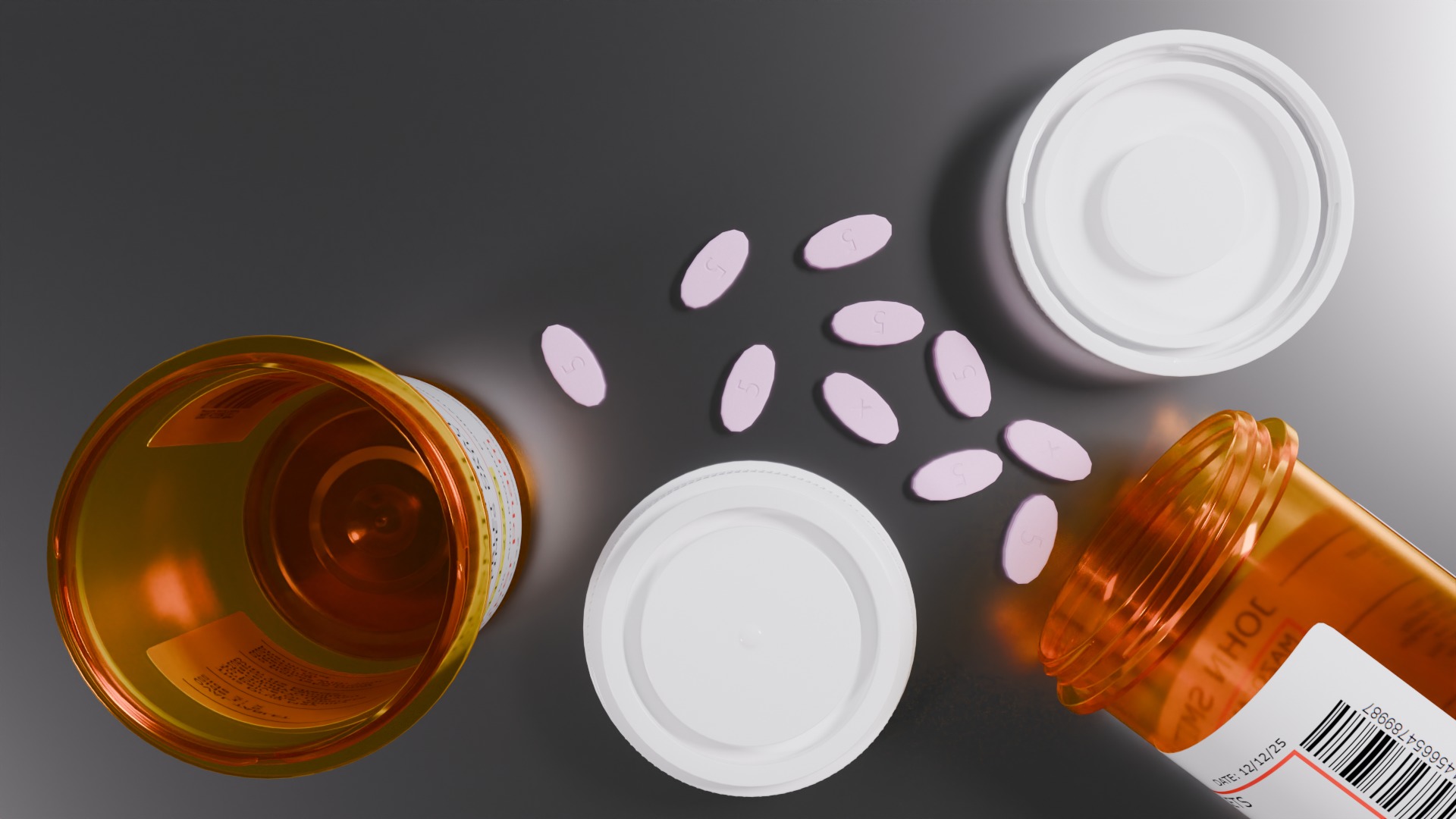 High-poly realistic Prescription Bottle with Pills 3D model_2