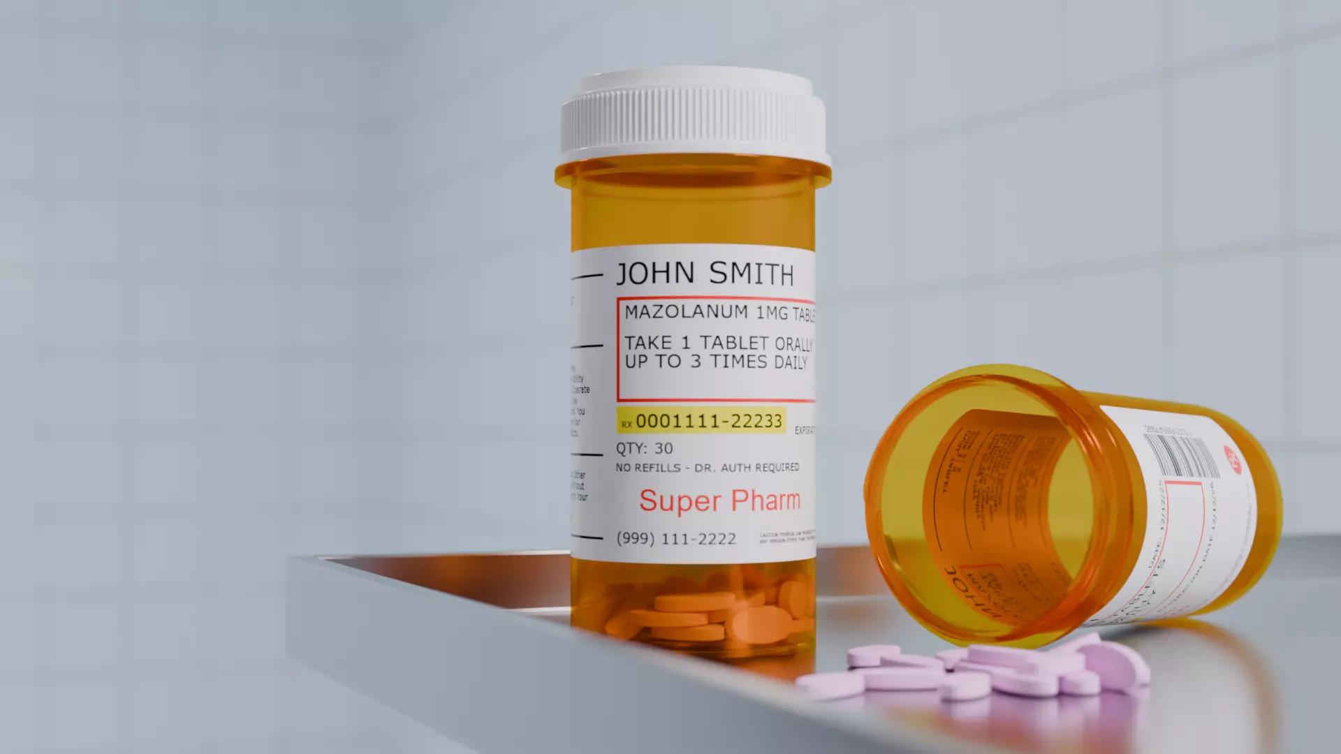 High-poly realistic Prescription Bottle with Pills 3D model_0