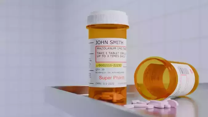 High-poly realistic Prescription Bottle with Pills
