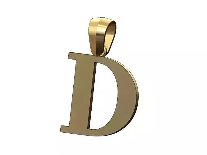 D initial letter pendant charm with bail