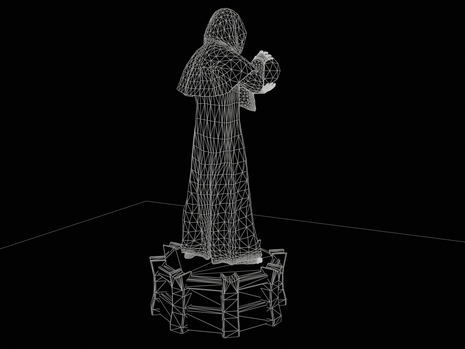 Stylized monk statue PBR gameready Low-poly 3D model_13