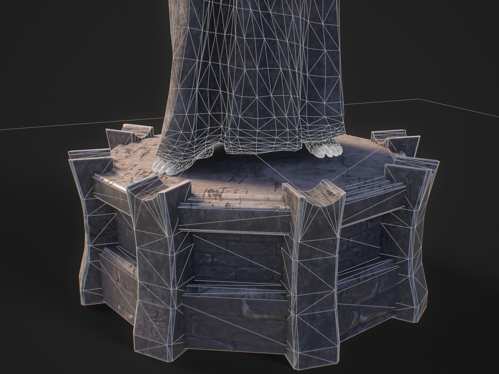 Stylized monk statue PBR gameready Low-poly 3D model_11