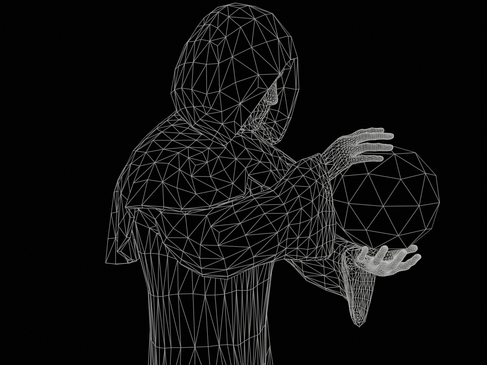 Stylized monk statue PBR gameready Low-poly 3D model_16