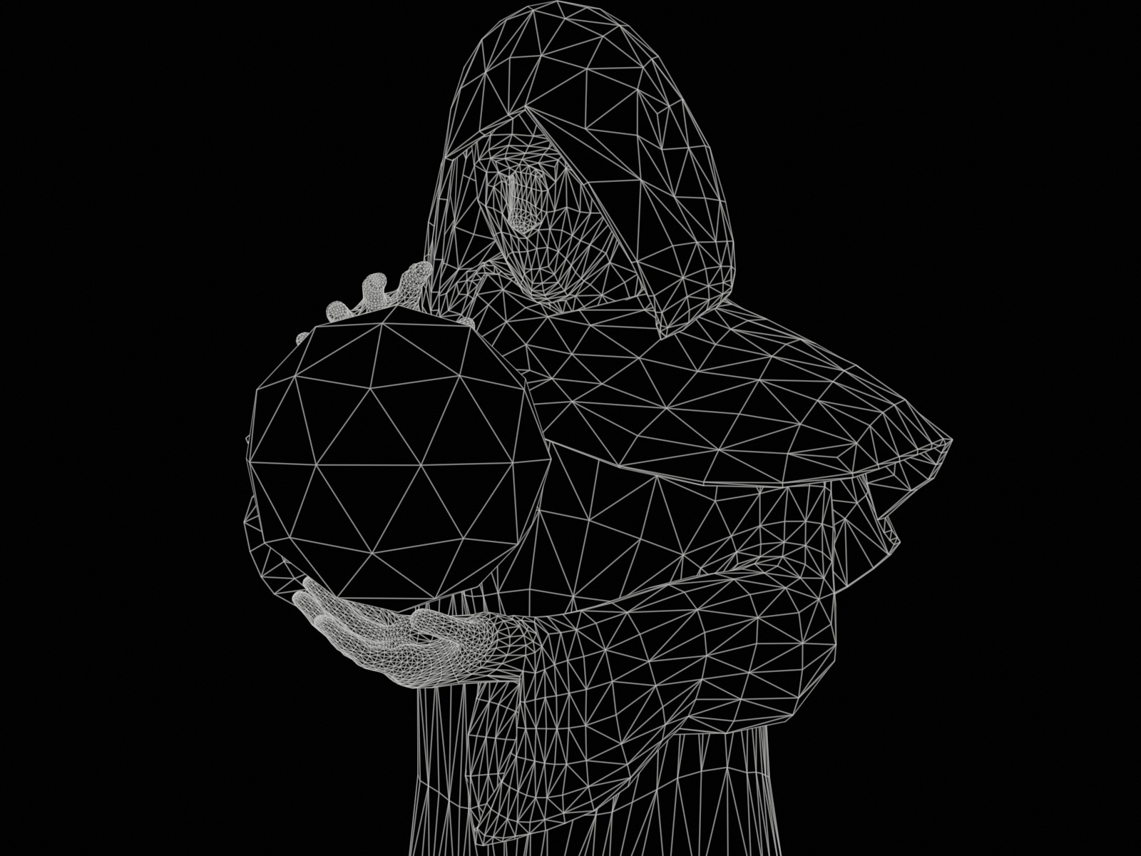 Stylized monk statue PBR gameready Low-poly 3D model_15