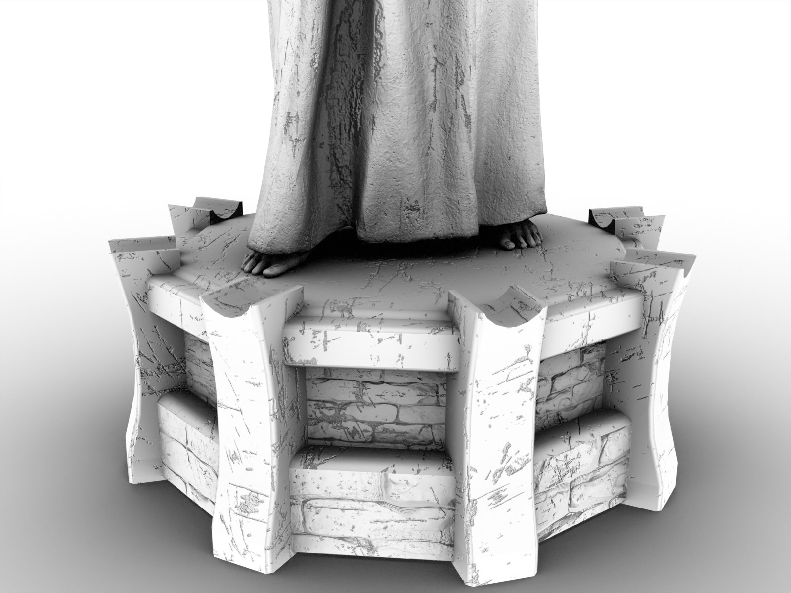 Stylized monk statue PBR gameready Low-poly 3D model_22