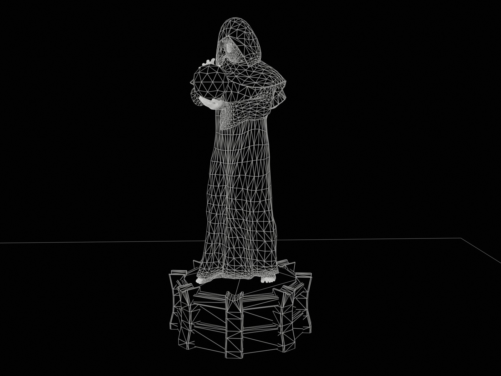 Stylized monk statue PBR gameready Low-poly 3D model_12