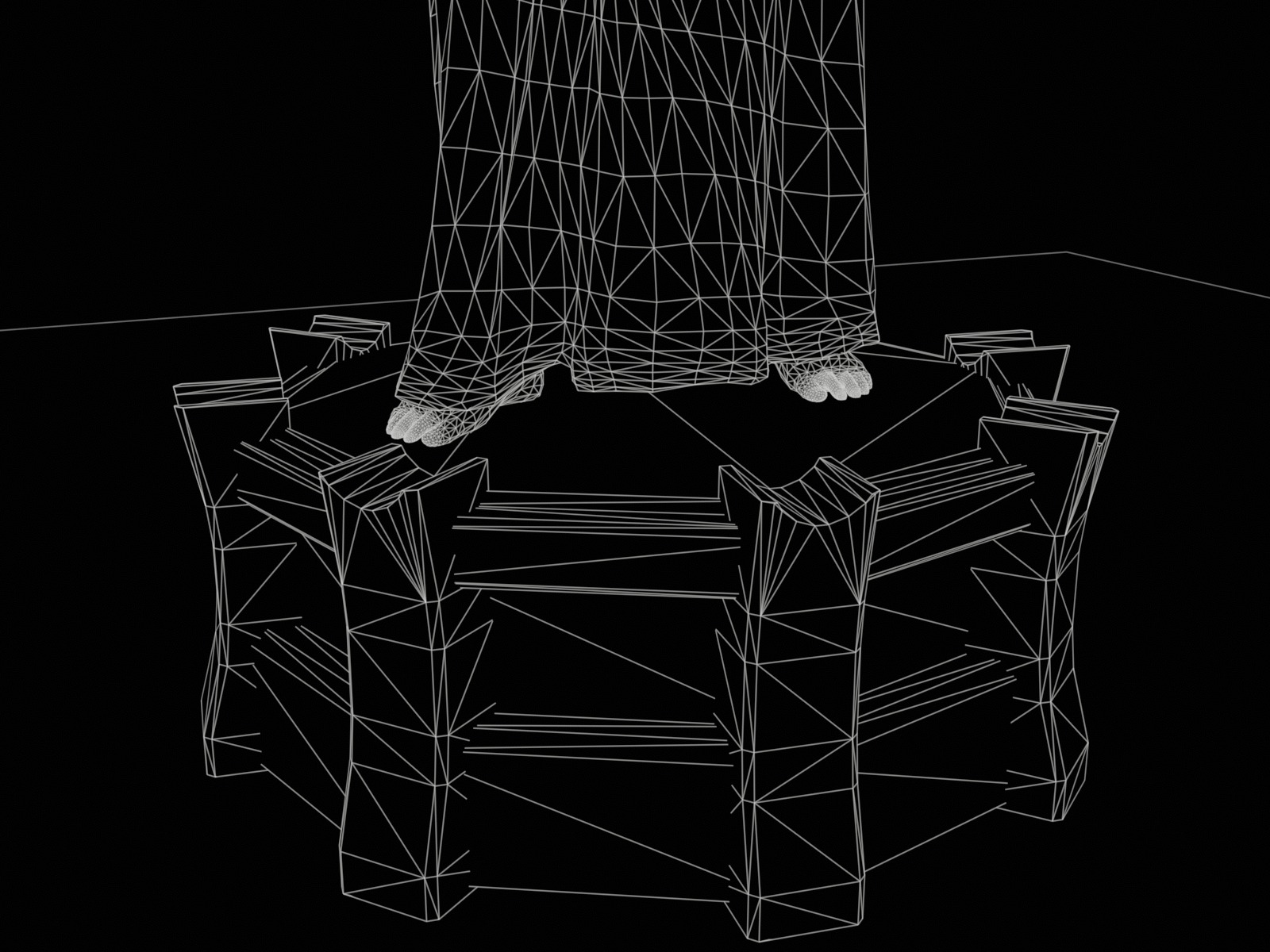 Stylized monk statue PBR gameready Low-poly 3D model_17