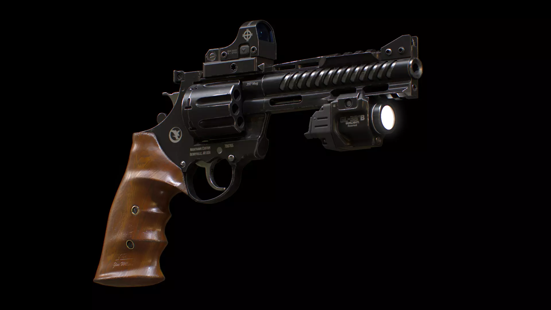 Nighthawk Custom and Korth Revolver  Low-poly 3D model_0