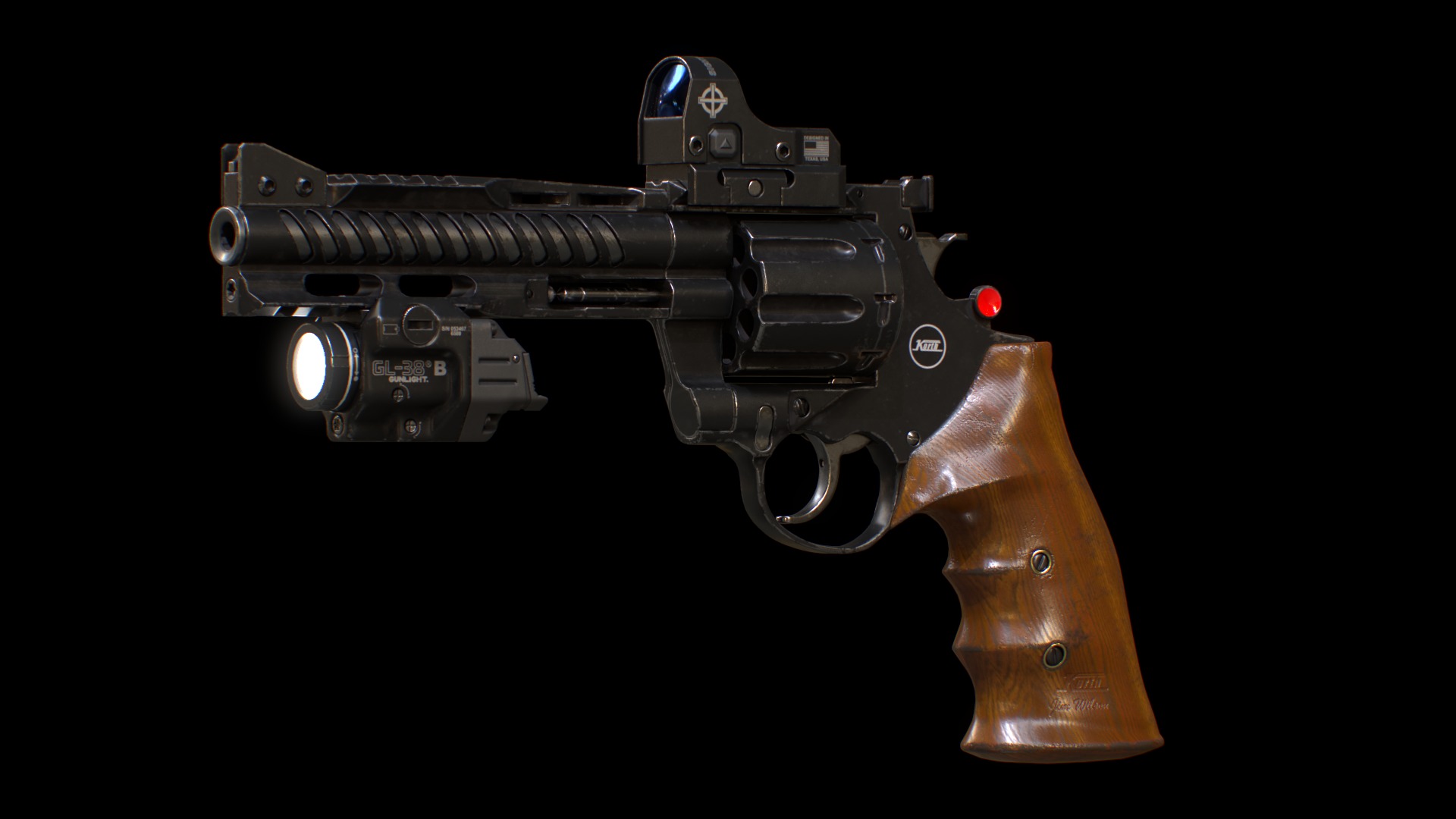 Nighthawk Custom and Korth Revolver  Low-poly 3D model_3