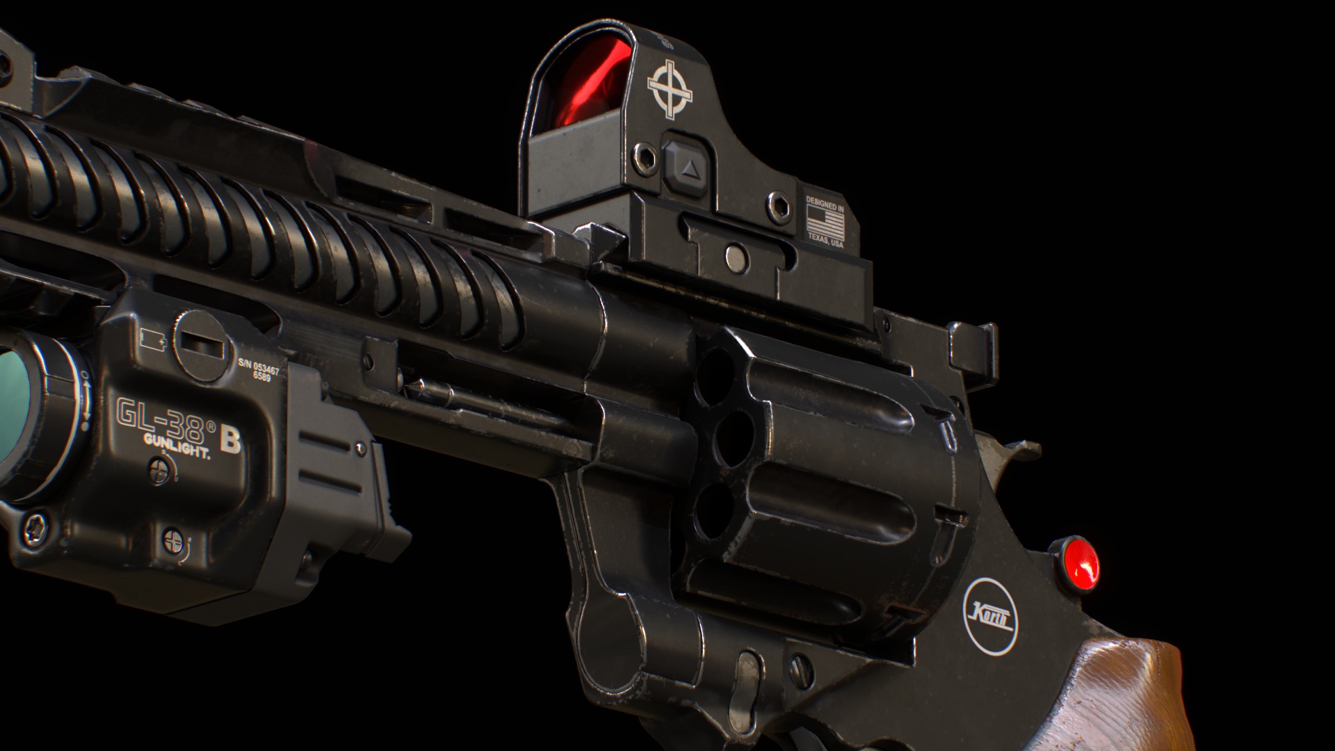 Nighthawk Custom and Korth Revolver  Low-poly 3D model_5