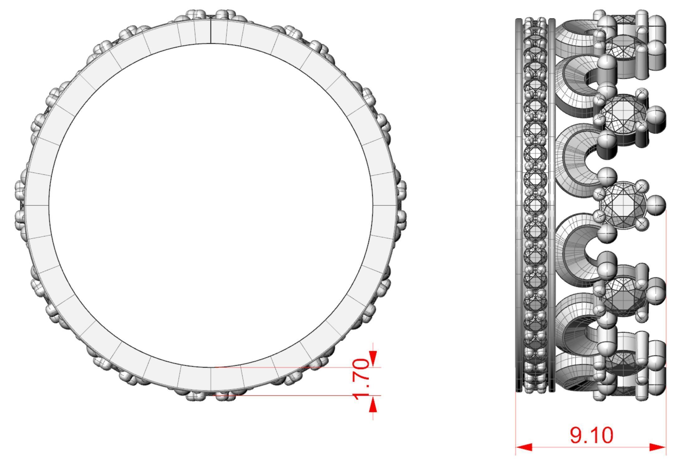 Crown ring 2 V2 3D print model_4