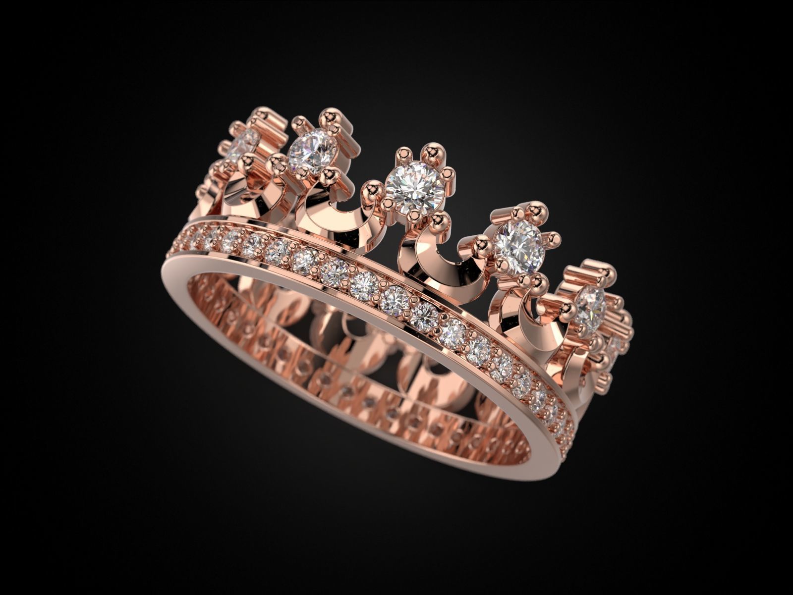 Crown ring 2 V2 3D print model_1