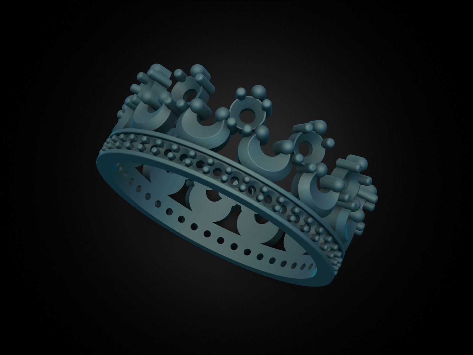 Crown ring 2 V2 3D print model_3