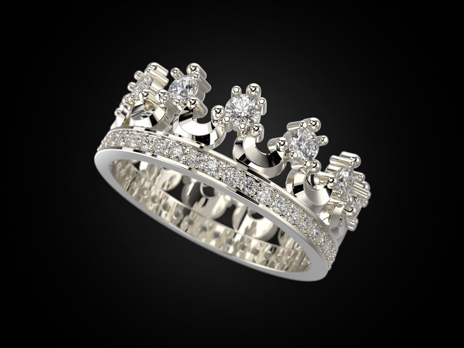Crown ring 2 V2 3D print model_2