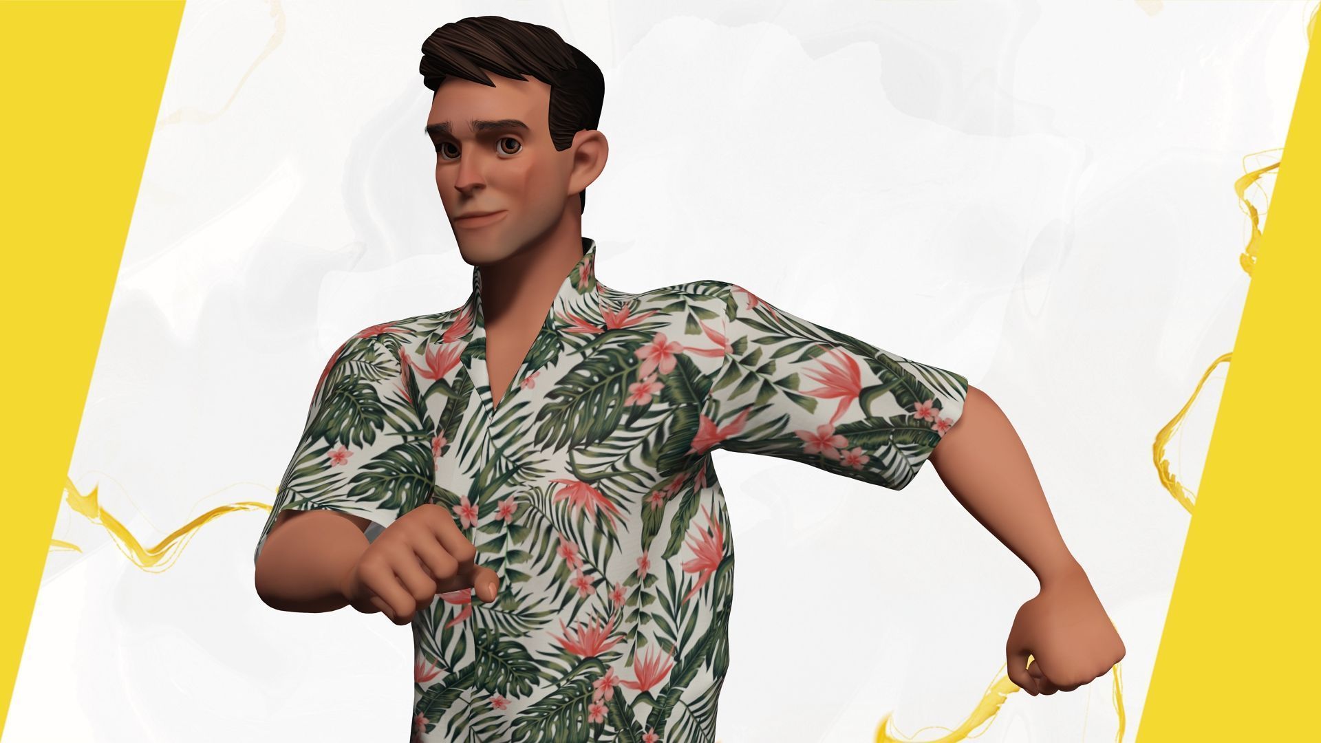 Cartoon Man Dancing stylized human Low-poly 3D model_14