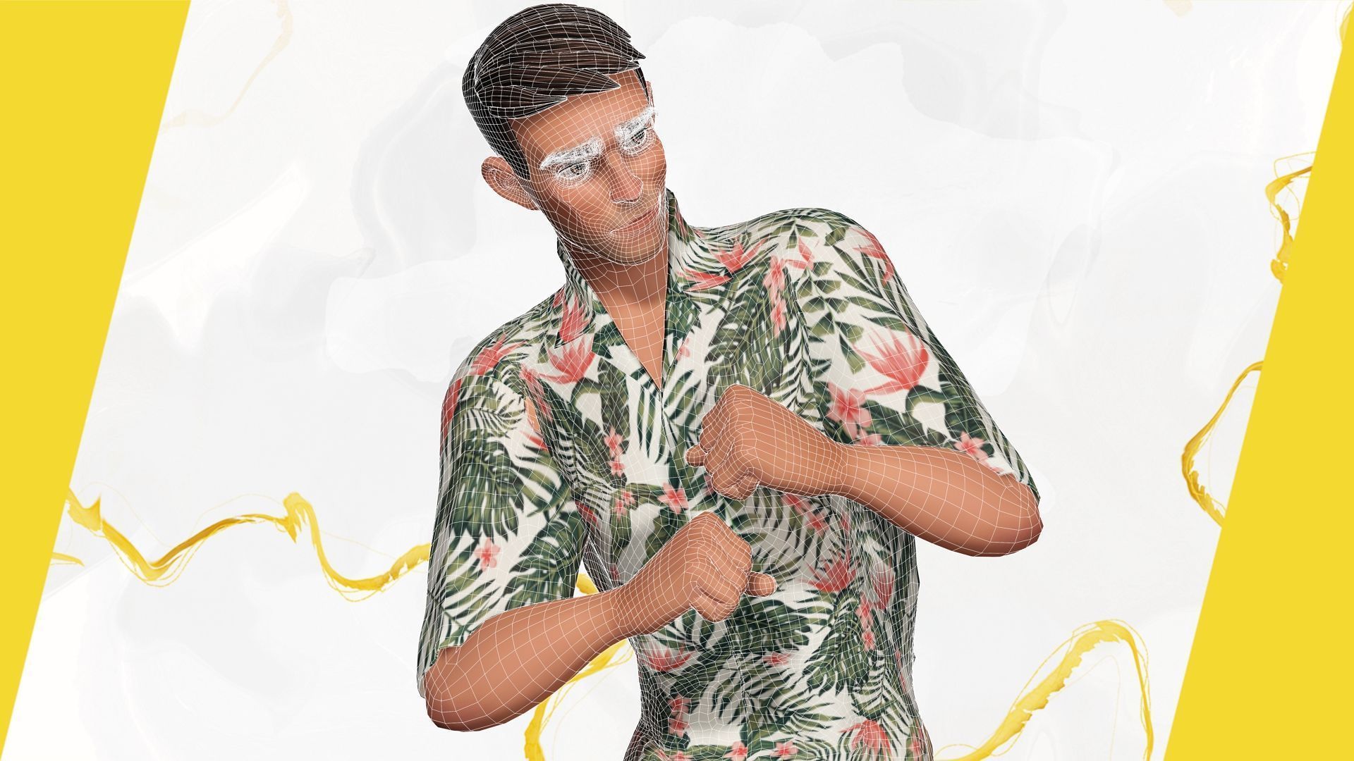 Cartoon Man Dancing stylized human Low-poly 3D model_12
