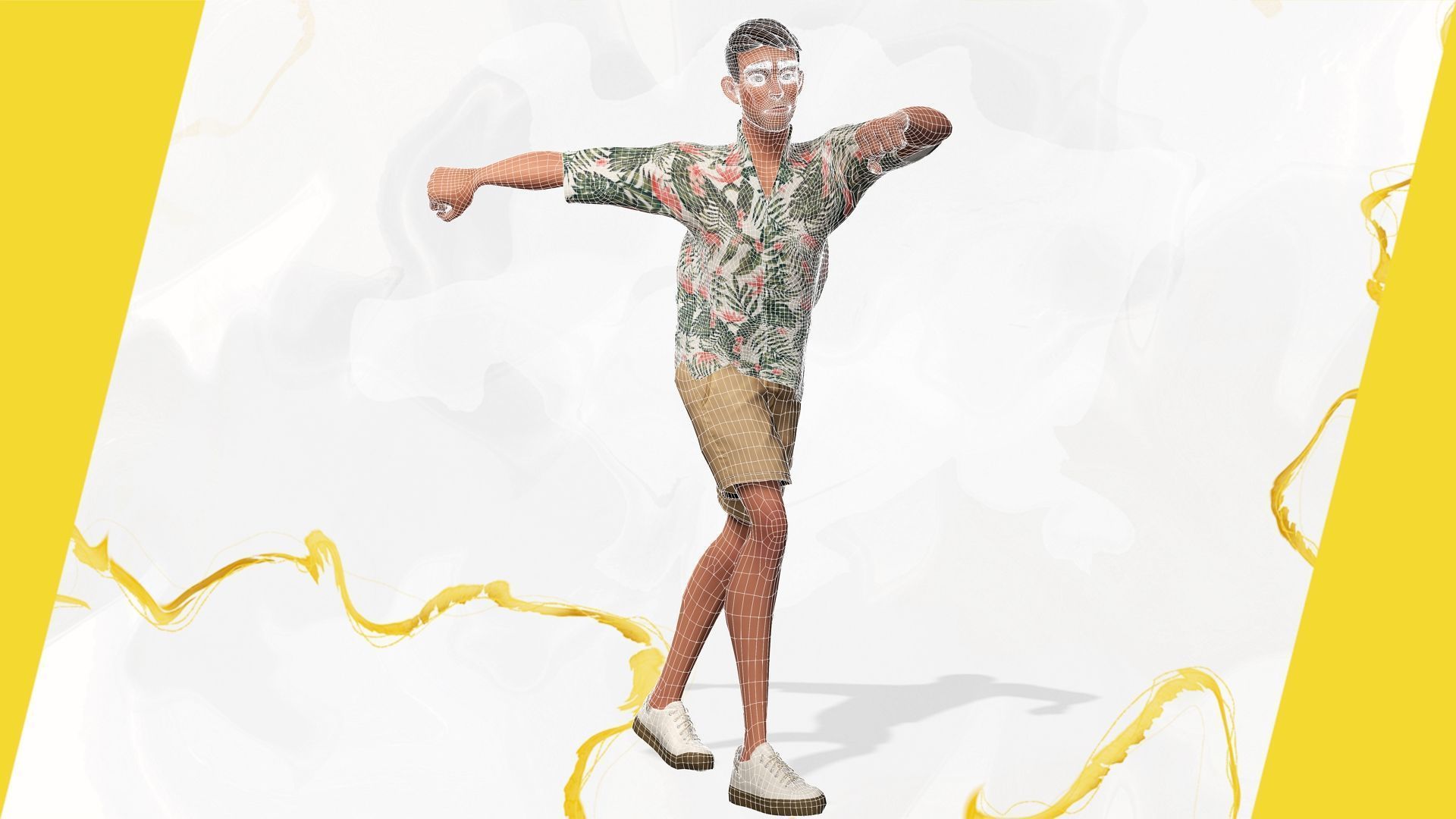 Cartoon Man Dancing stylized human Low-poly 3D model_17