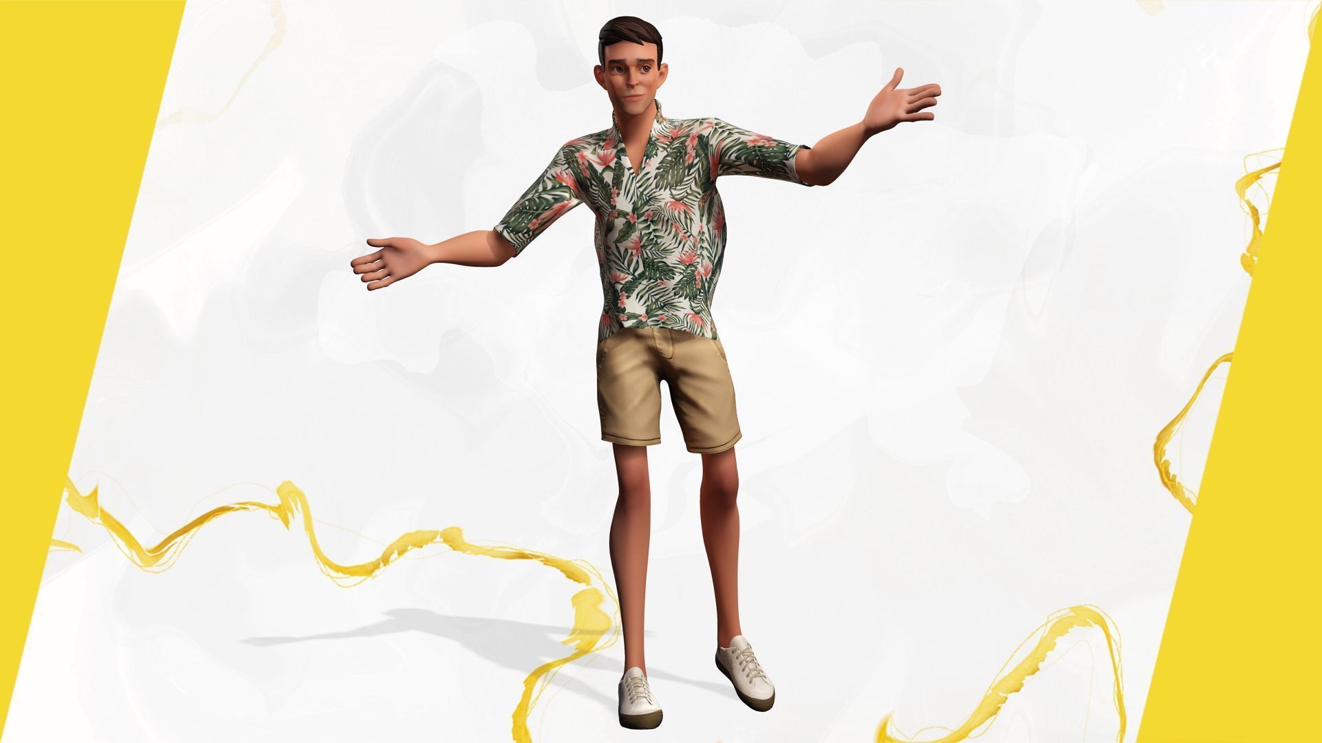 Cartoon Man Dancing stylized human Low-poly 3D model_13