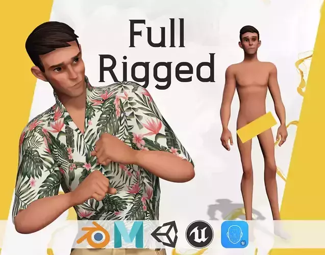 Cartoon Man Dancing stylized human Low-poly 3D model