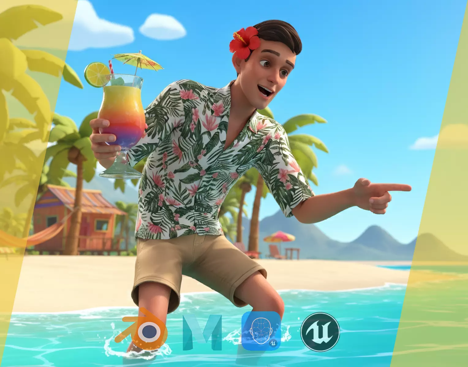 Cartoon Man Dancing stylized human Low-poly 3D model_0