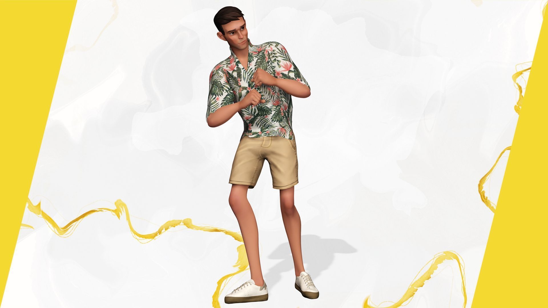 Cartoon Man Dancing stylized human Low-poly 3D model_16