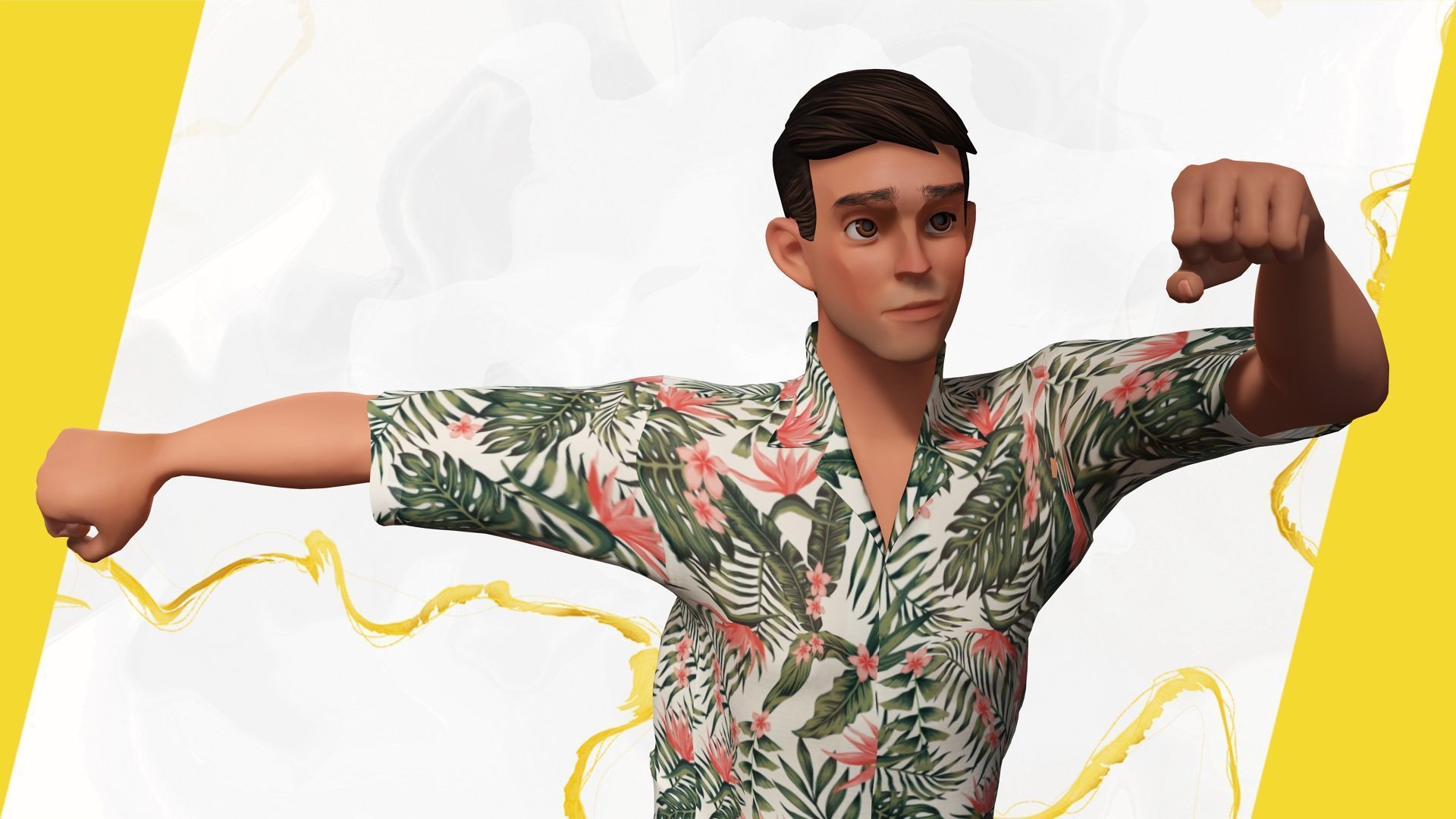 Cartoon Man Dancing stylized human Low-poly 3D model_9