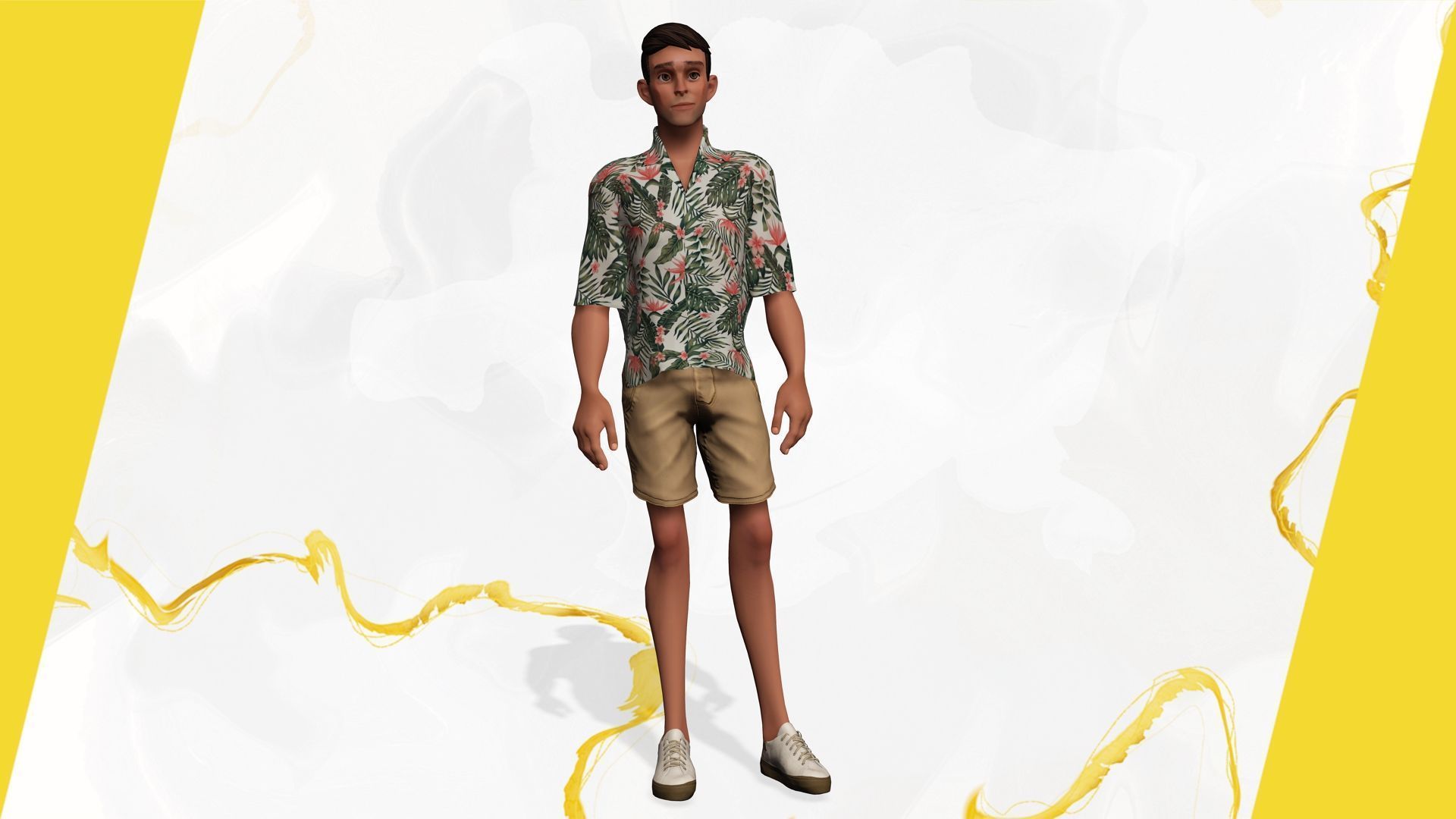 Cartoon Man Dancing stylized human Low-poly 3D model_10