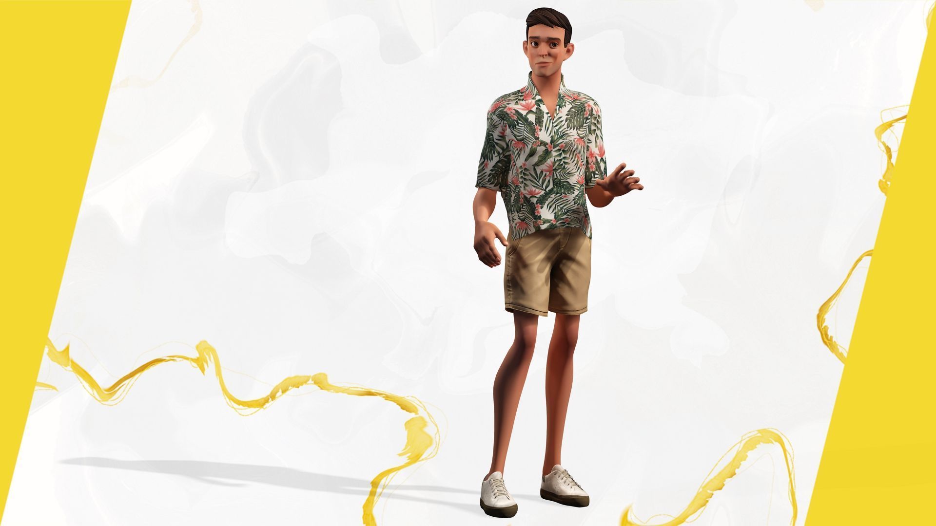 Cartoon Man Dancing stylized human Low-poly 3D model_7