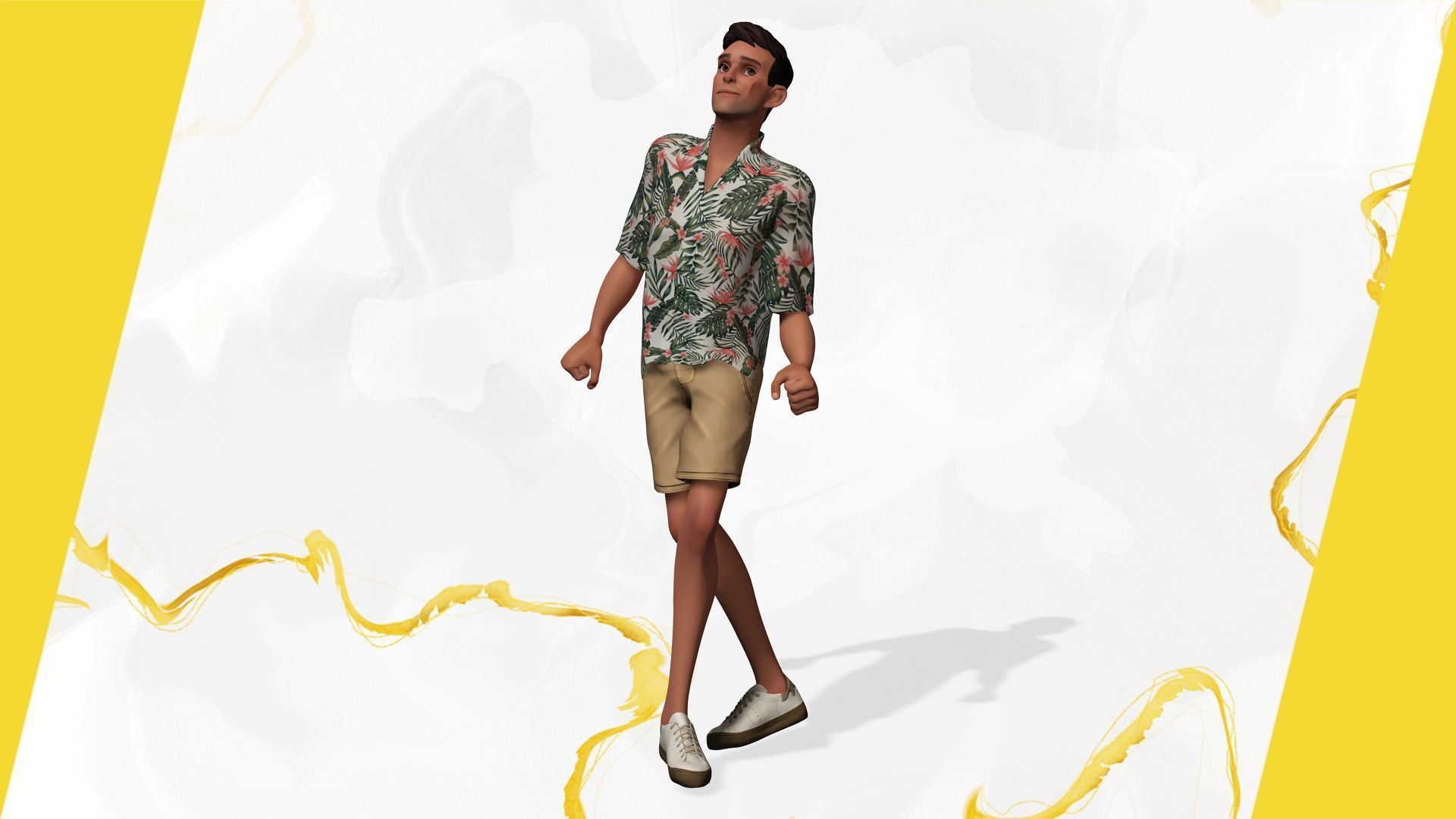 Cartoon Man Dancing stylized human Low-poly 3D model_11