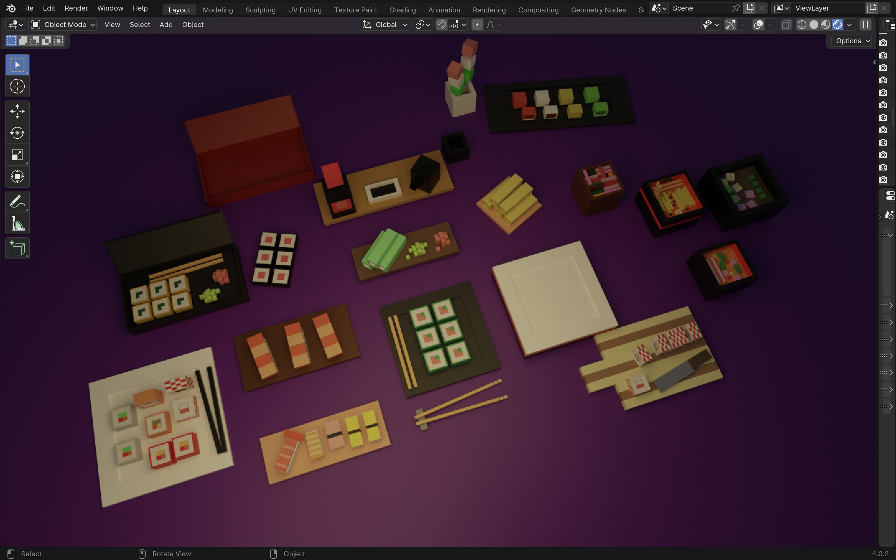 Large Sushi and Ramen Set Low-poly 3D model_8