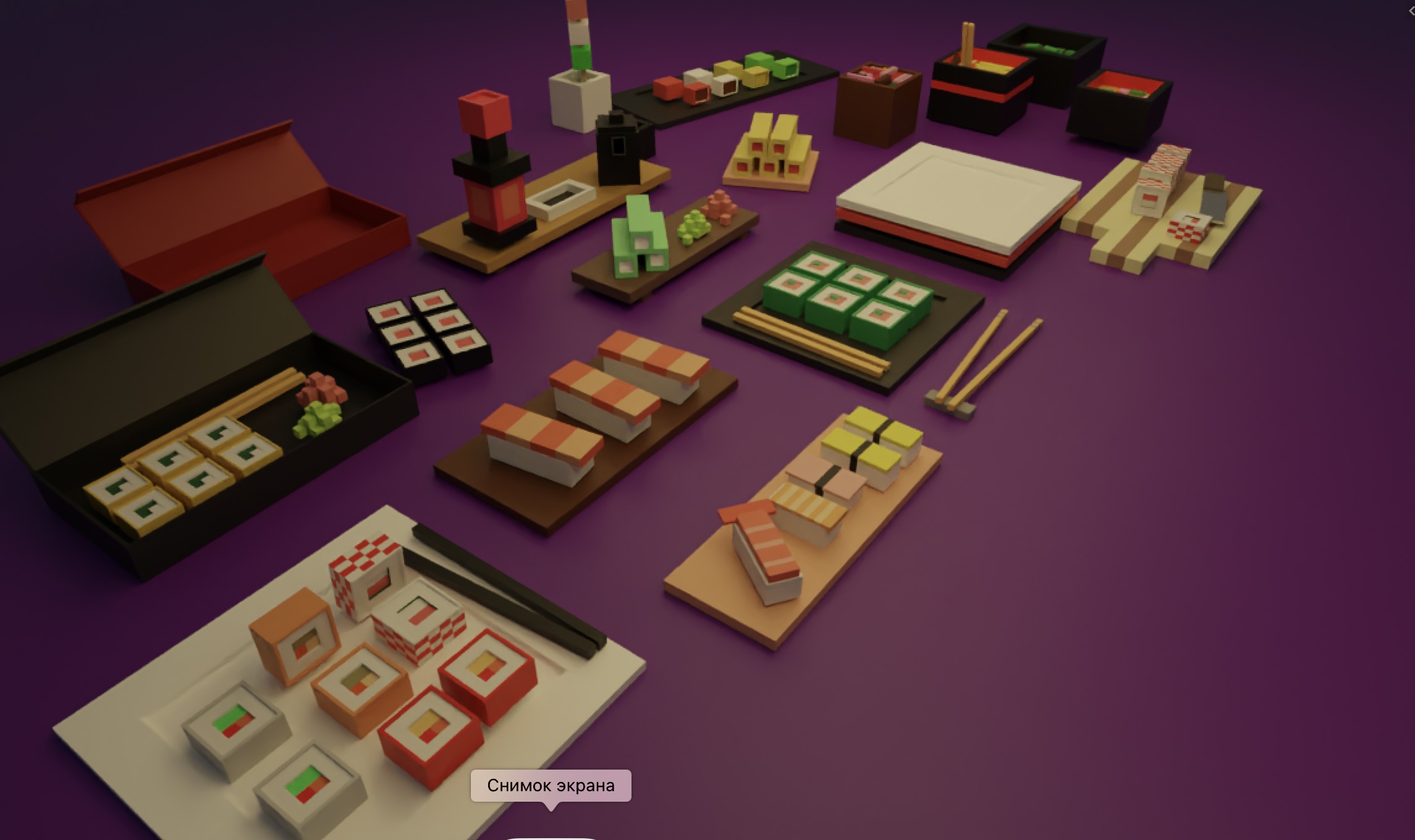 Large Sushi and Ramen Set Low-poly 3D model_6