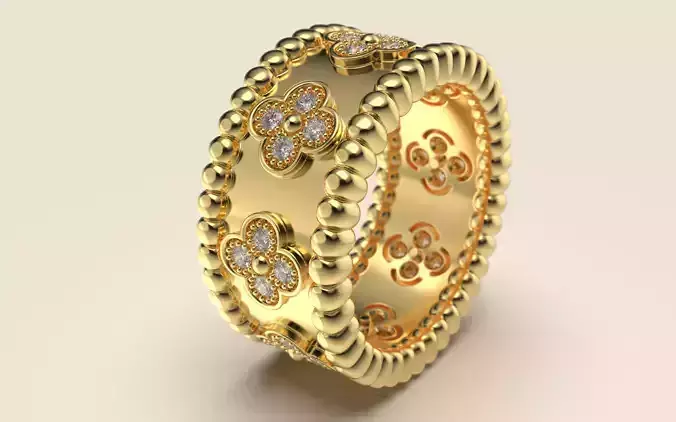 Van Cleef - Perlee clovers ring 3D print model