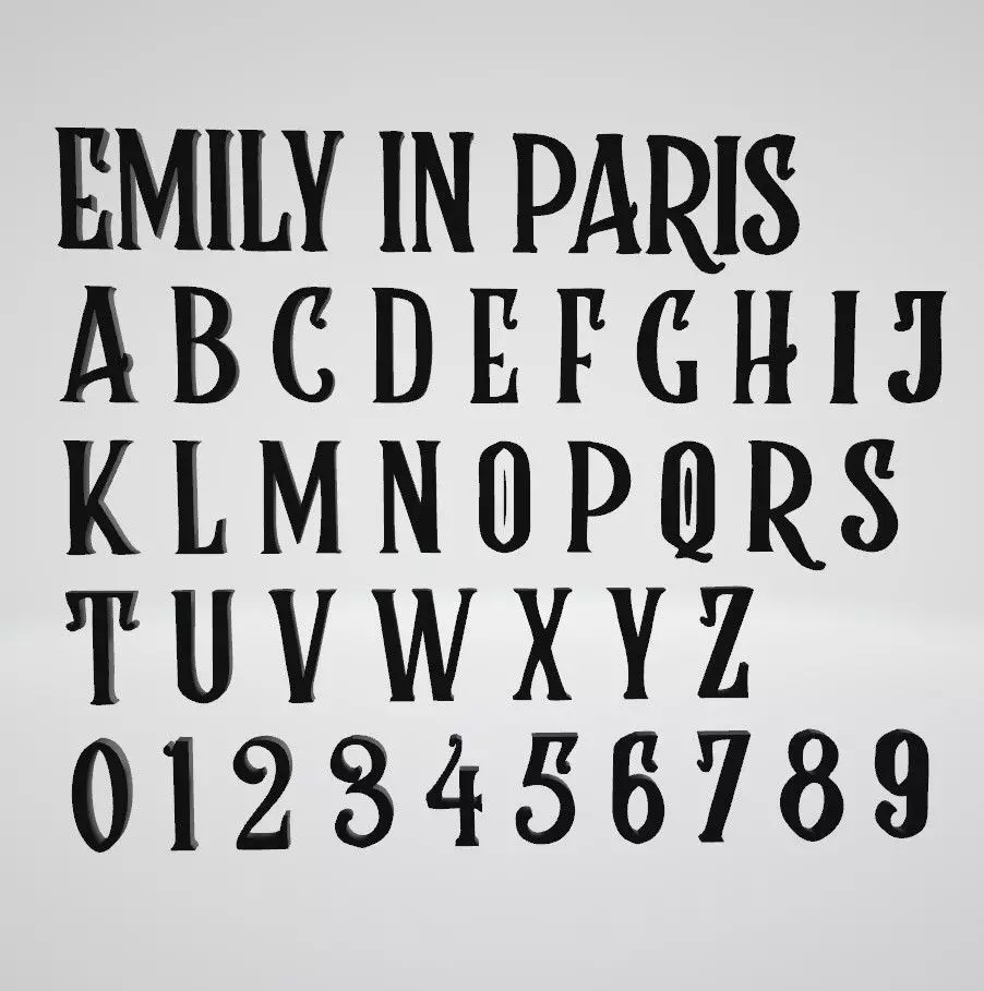 emily in paris font alphabet letters numbers rumble brave 3D print model_0