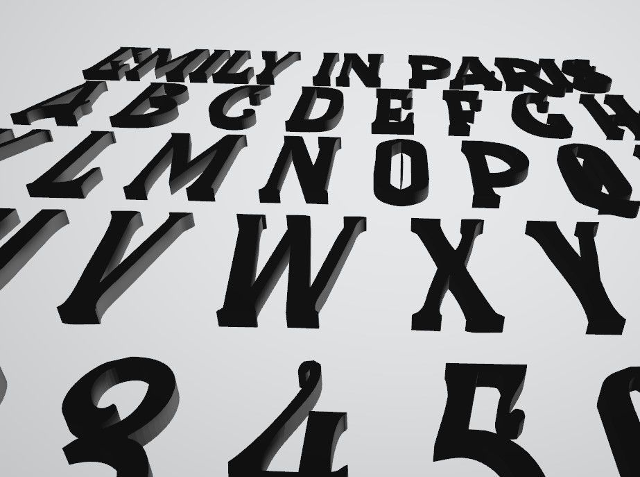 emily in paris font alphabet letters numbers rumble brave 3D print model_2