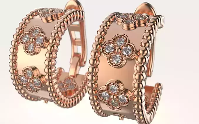 Van Cleef - Perlee clovers hoop earrings 3D print model