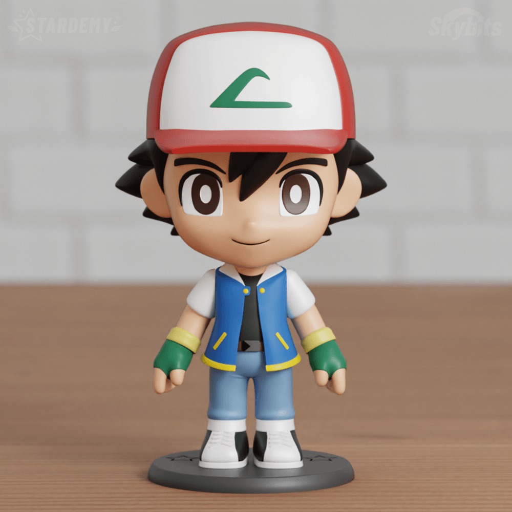 Ash Ketchum Chibi Articulated Swappable Heads 3D print model_10