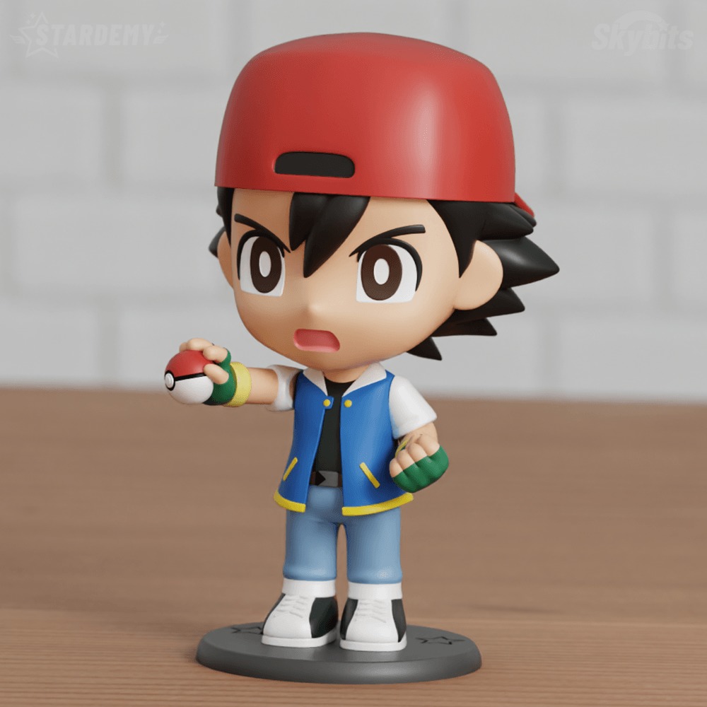 Ash Ketchum Chibi Articulated Swappable Heads 3D print model_8