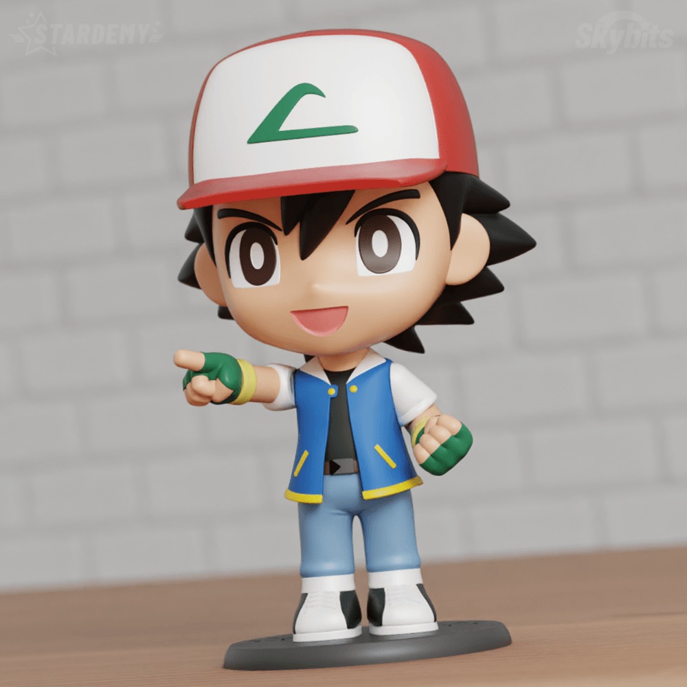 Ash Ketchum Chibi Articulated Swappable Heads 3D print model_9