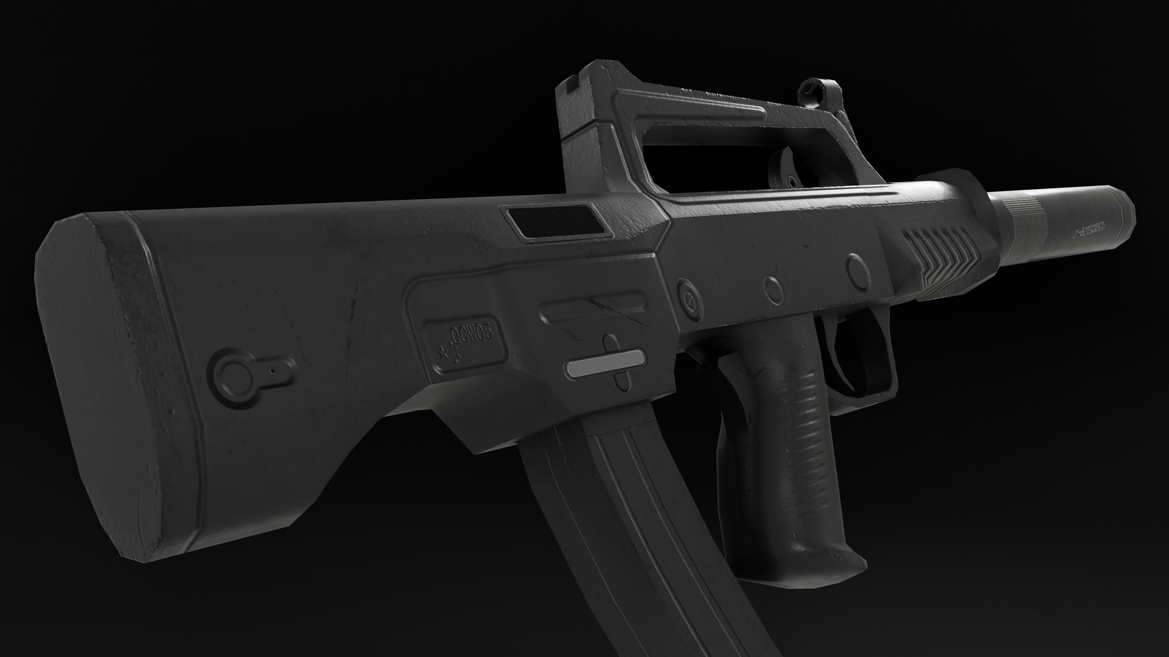 Low Poly Chinese QCW-05 SMG Low-poly 3D model_2