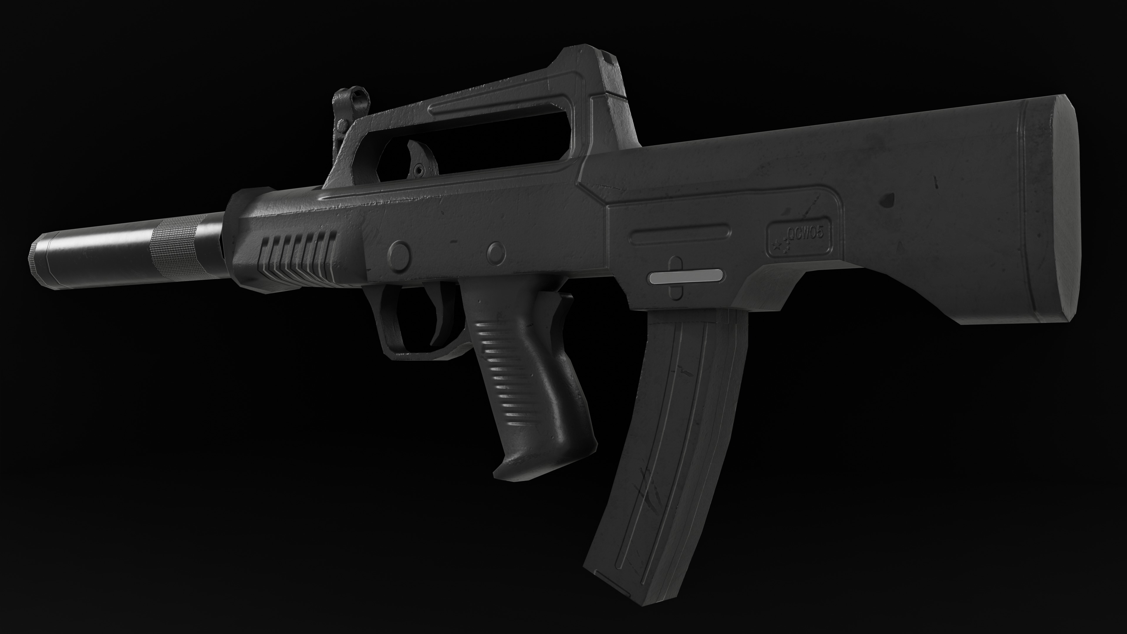 Low Poly Chinese QCW-05 SMG Low-poly 3D model_1