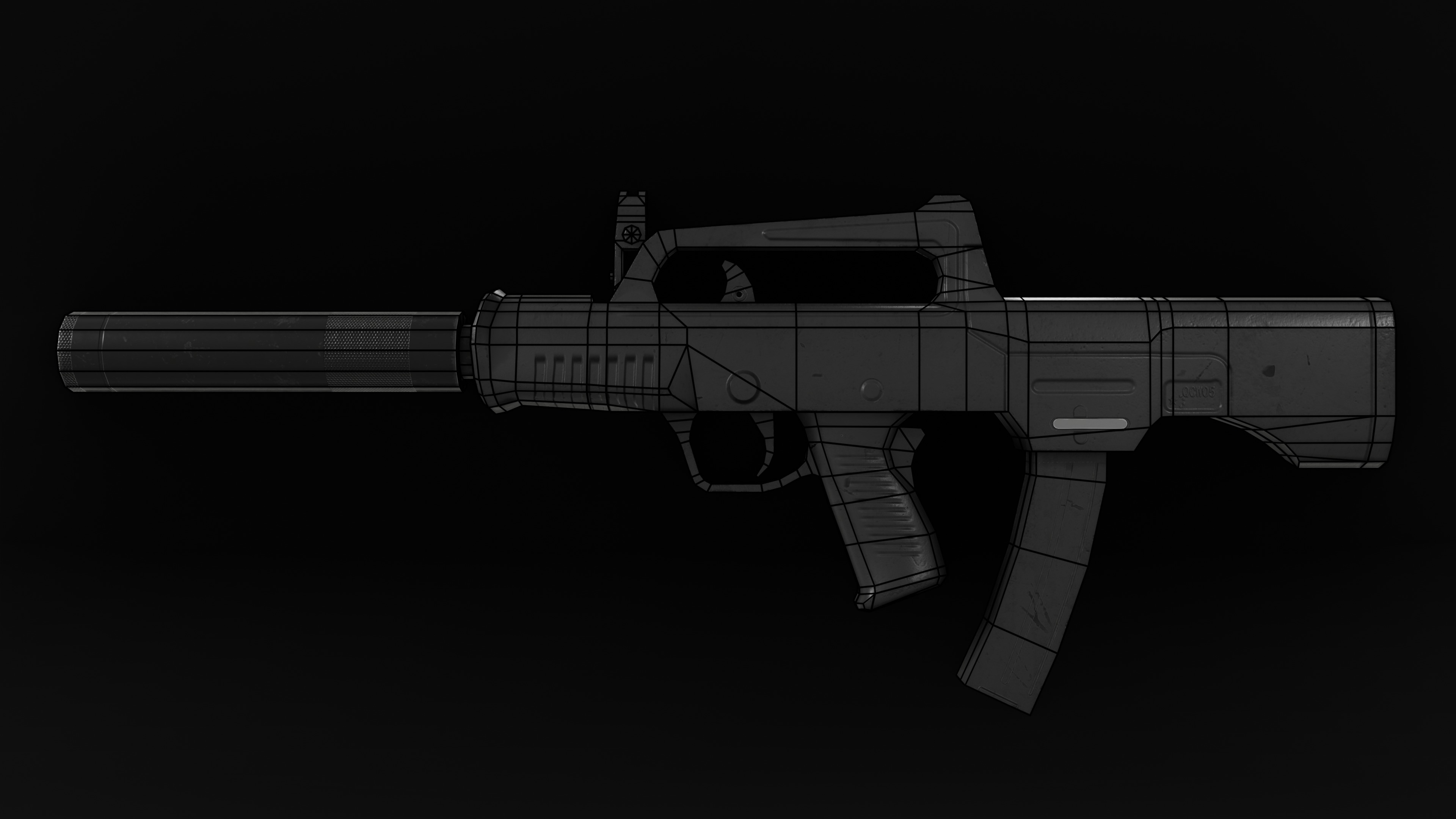 Low Poly Chinese QCW-05 SMG Low-poly 3D model_4