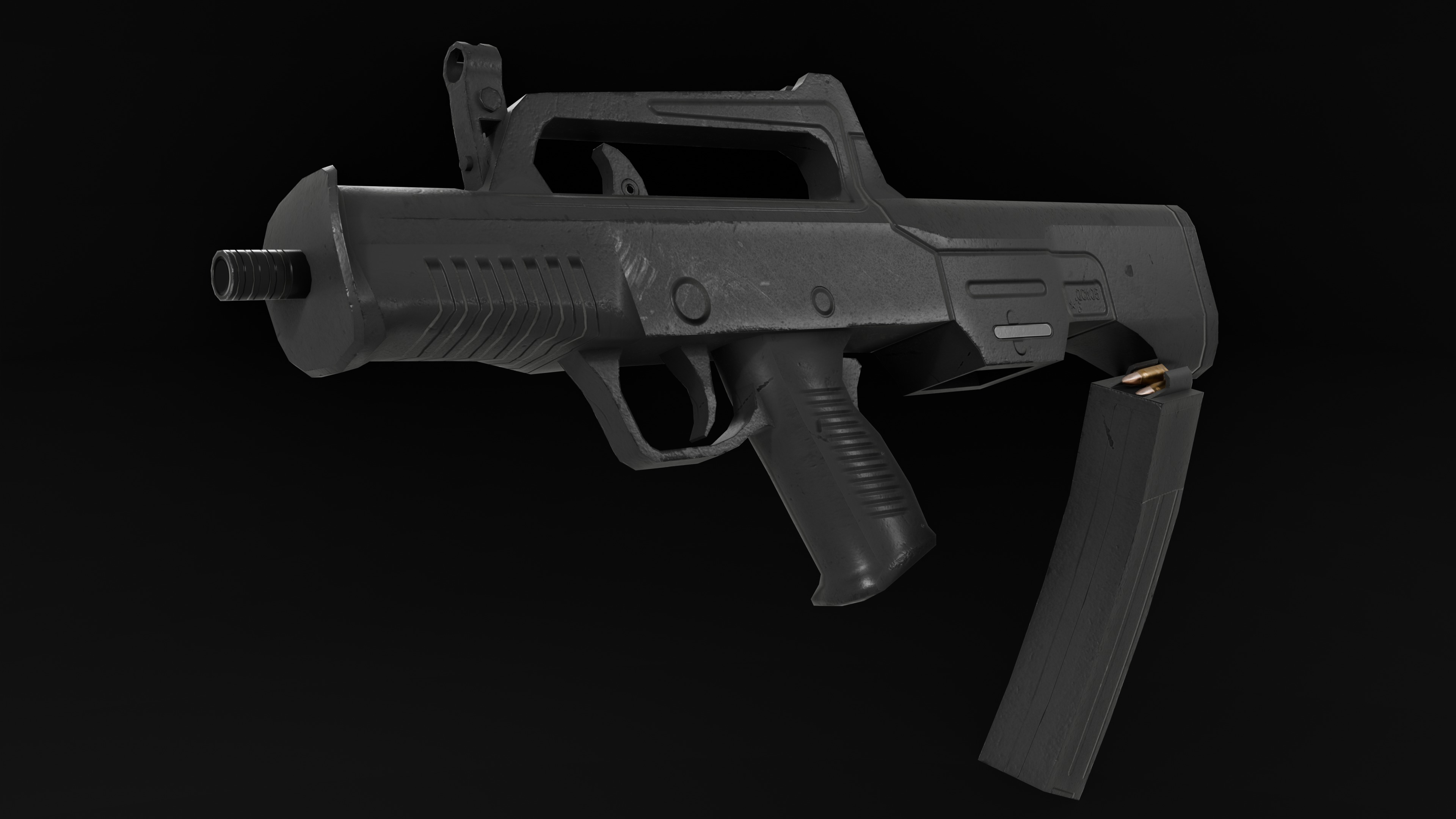 Low Poly Chinese QCW-05 SMG Low-poly 3D model_3