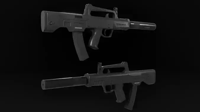 Low Poly Chinese QCW-05 SMG Low-poly 3D model