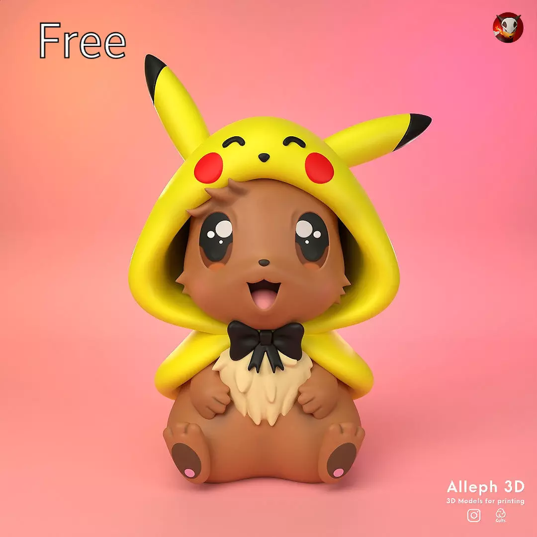 FREE eevee pikachu style Free 3D print model_0