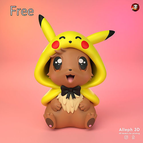 FREE eevee pikachu style Free 3D print model