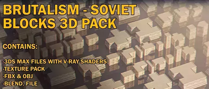 Brutalism Soviet Blocks Low-poly 3D model