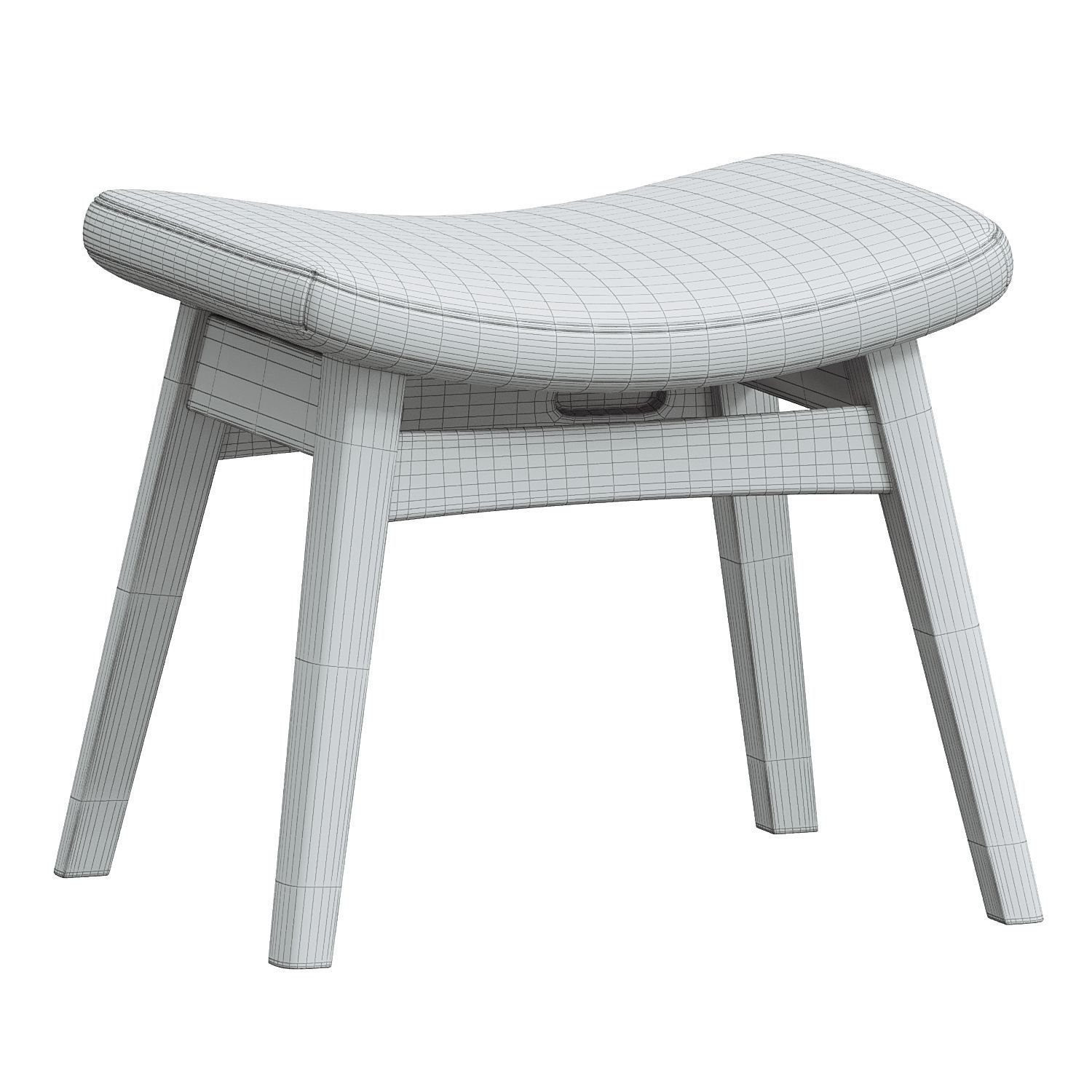 Vera Light Gray Fabric Upholstered Ottoman 3D model_3